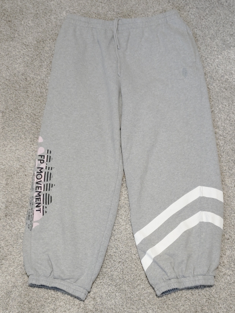 FP Movement by Free People Gray Track Joggers with White Chevron Stripes